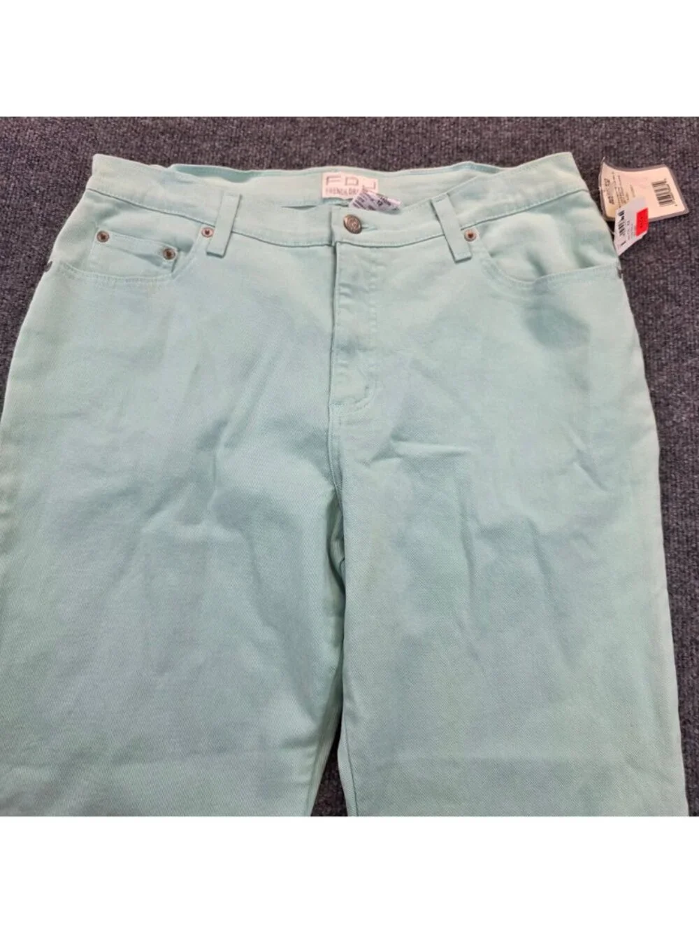 FDJ Dusty Crop Flare Jeans 12 Aqua Easy Fit Mid Rise Twee Casual Preppy Coquette
